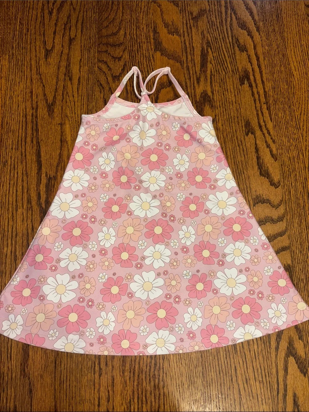 Girls' Pink Floral Halter Summer Dress